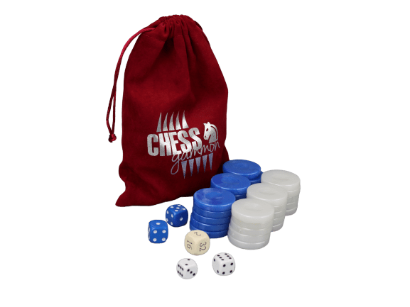 piezas de backgammon acrílicas azul perla y blanco
