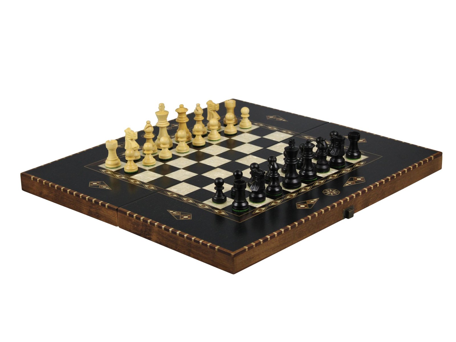 chess and backgammon set ebonised French lardy